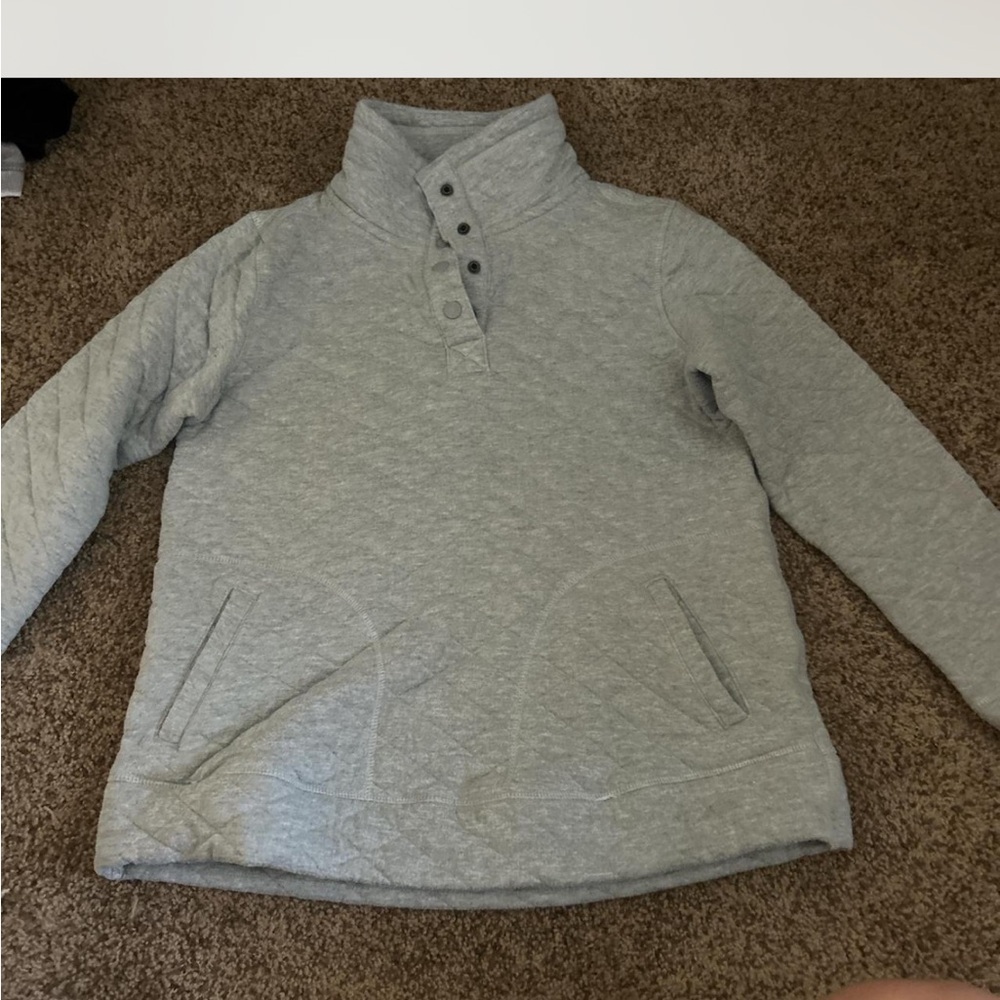 Gray Quilted Women's Pullover Sweater